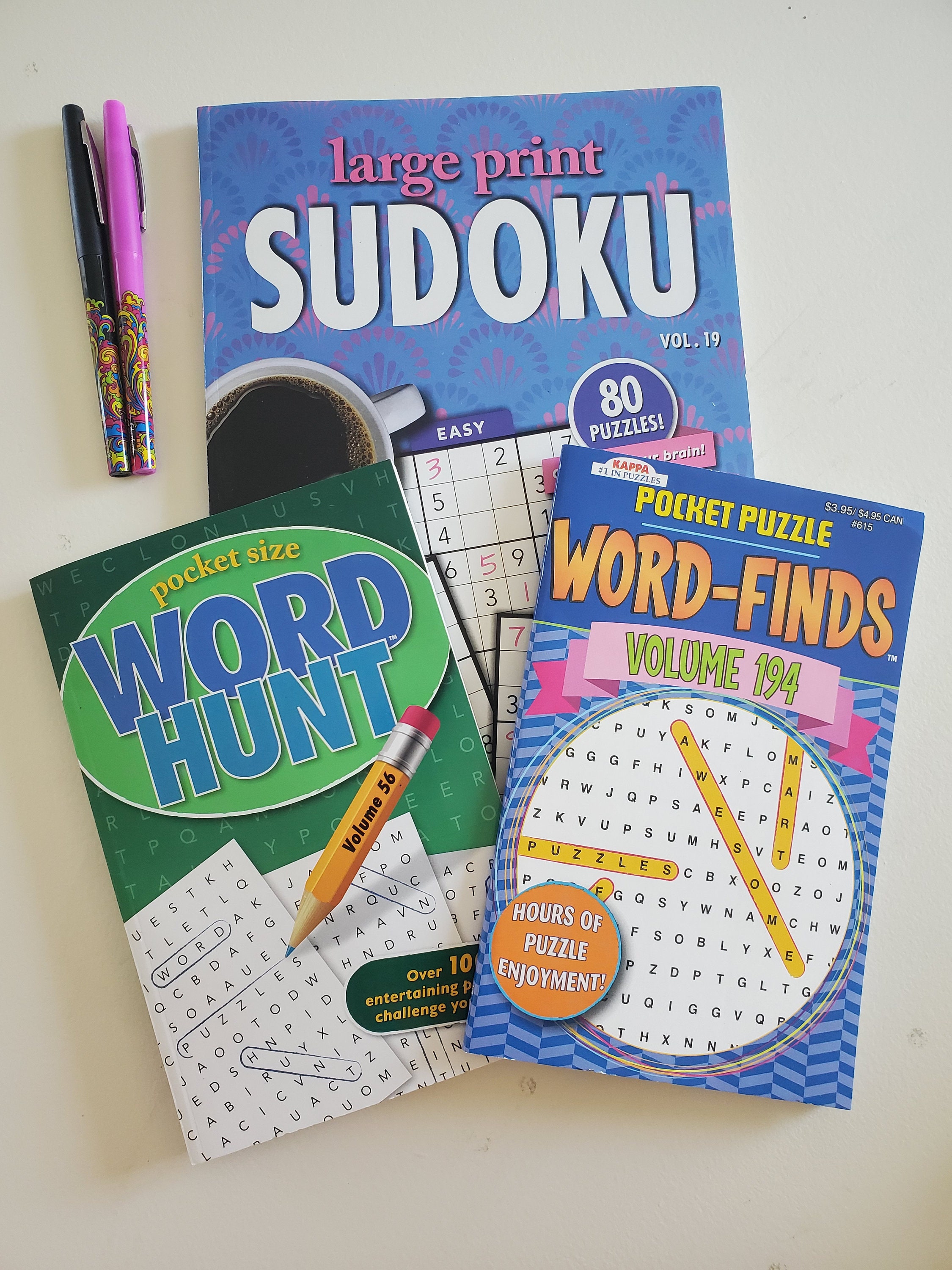 Puzzle Book Gift Set, Felt Storage Bin Word Search Books Puzzle