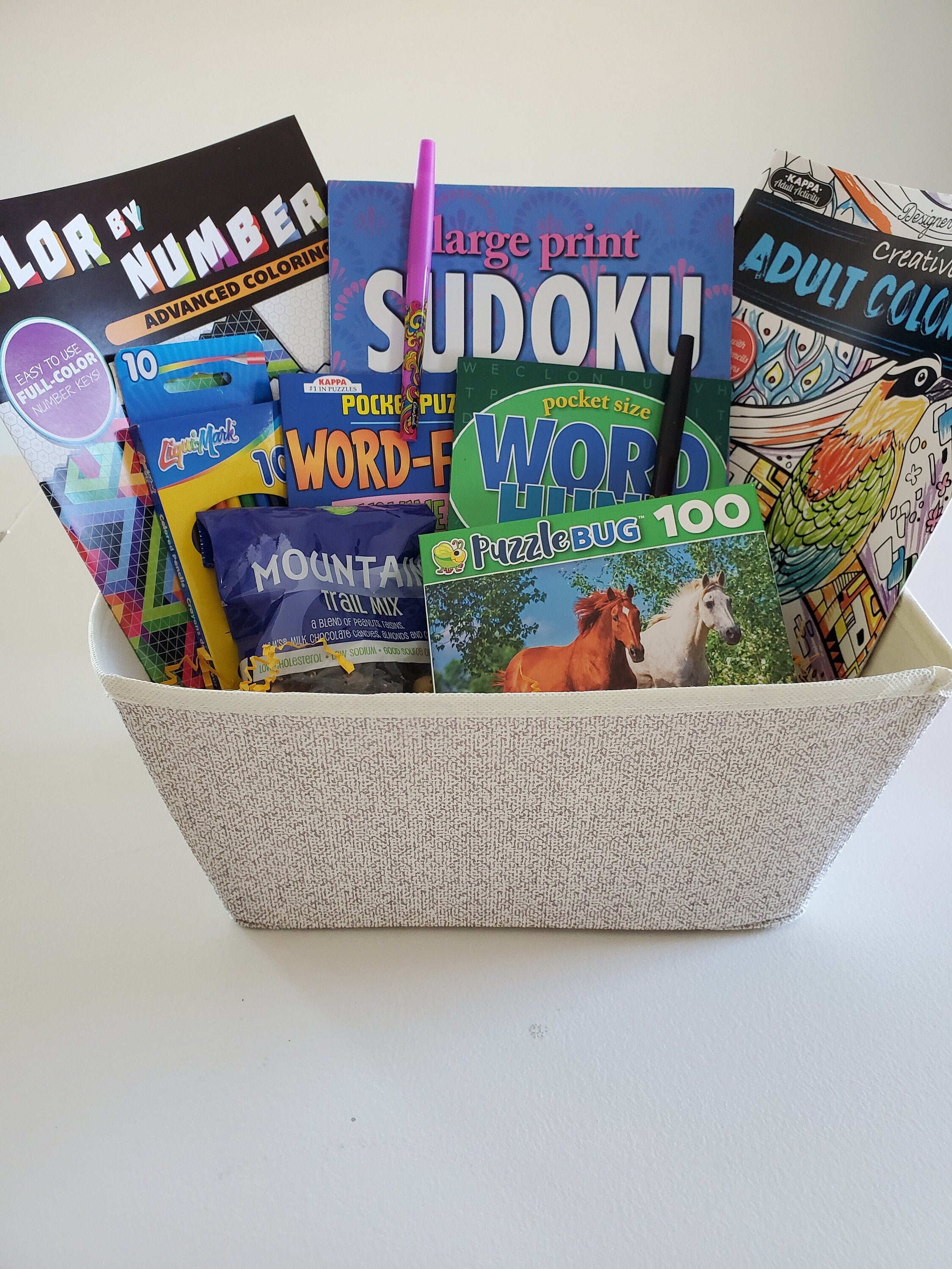 Puzzle Book Gift Set, Felt Storage Bin Word Search Books Puzzle