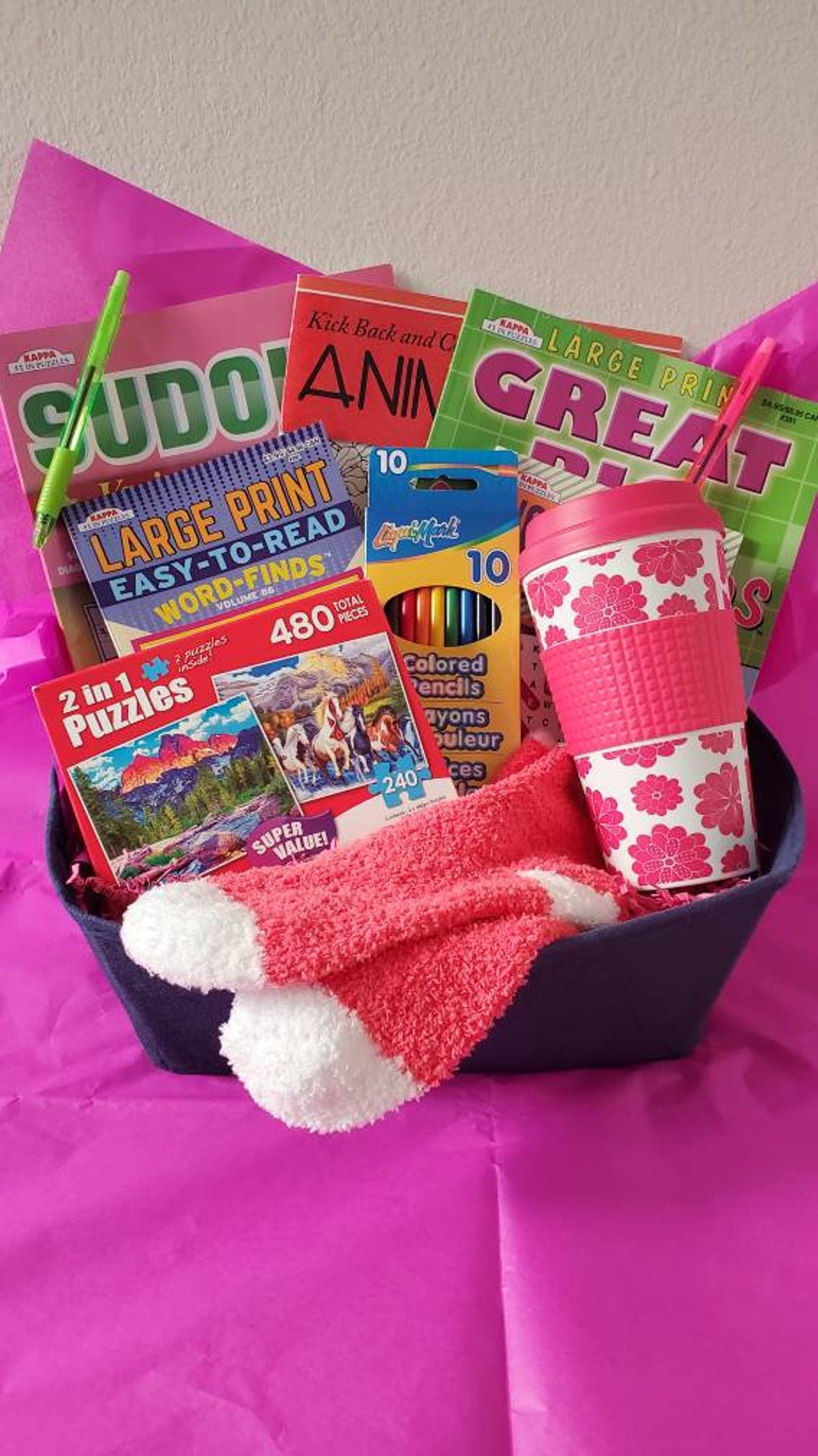 Puzzle Book Gift Set With Travel Mug and Socks Word Search Books Puzzle