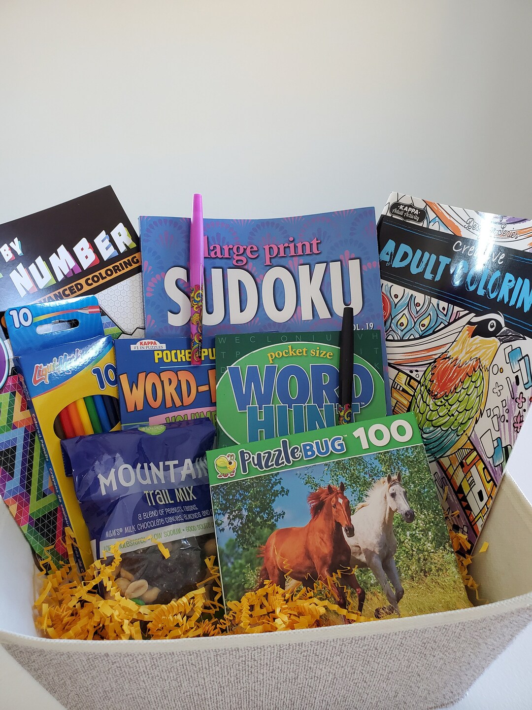 Puzzle Book Gift Set, Felt Storage Bin Word Search Books Puzzle