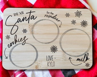 Personalized Treats for Santa mini tray, Cookies for Santa tray, Christmas Eve Santa plate, Milk and cookies for Santa