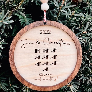 Personalized Anniversary ornament, 50th Anniversary, Wooden Anniversary ,Anniversary gift, Any Anniversary year