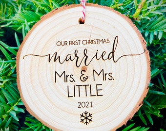Personalized Same Sex Married Ornament, Mr. and Mr., Mrs. and Mrs. LGBTQ marriage, First Christmas Married