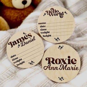 Faire-part personnalisé pour bébé : statistiques de naissance gravées