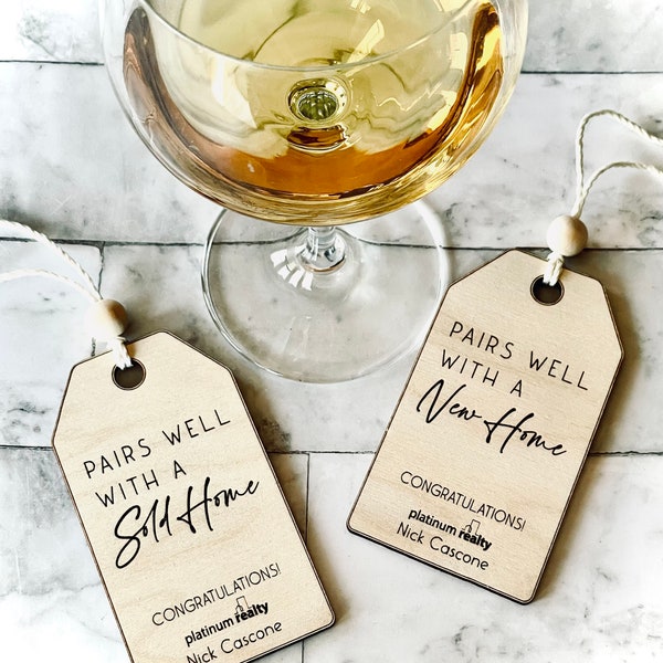 Realtor closing gift wine tag, New home gift, Sold home gift, Realtor client gift, Bulk closing gifts