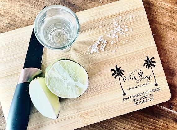 Personalized Bamboo Charcuterie Board: Palm Springs Bachelorette Party Favor