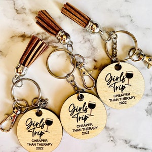 Girls Trip keychain favor, Wine Trip, Girls weekend, Girls Trip Cheaper Than Therapy, Girls Trip bag tag, Girls trip 2025