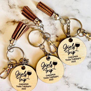 Girls Trip keychain favor, Wine Trip, Girls weekend, Girls Trip Cheaper Than Therapy, Girls Trip bag tag, Girls trip 2024