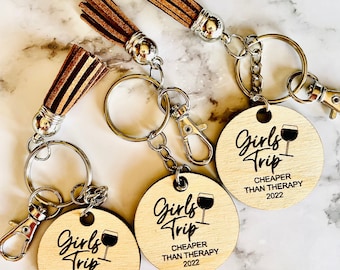 Girls Trip keychain favor, Wine Trip, Girls weekend, Girls Trip Cheaper Than Therapy, Girls Trip bag tag, Girls trip 2026