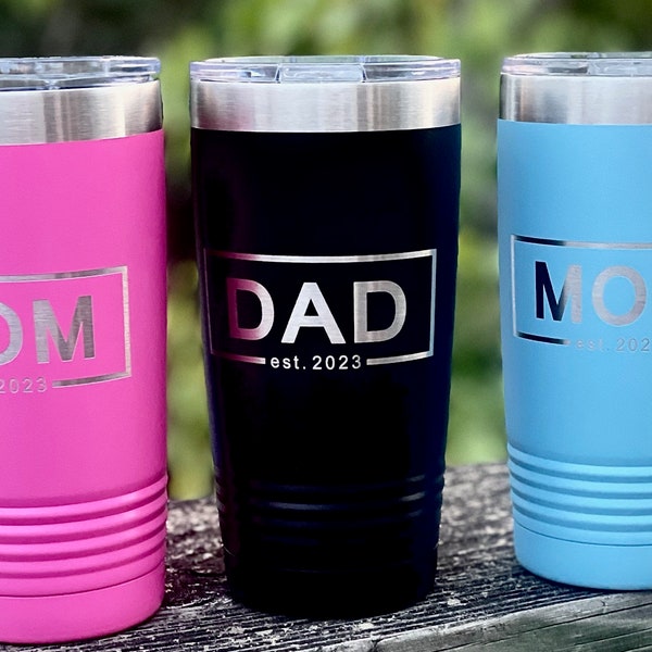 Mom and Dad tumbler set, New mom gift, New parent gift, New dad gift, gift for new parents, Baby shower gift, Gender reveal gift