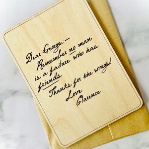 It's A Wonderful Life Dear George carte en bois, George Bailey, cadeau d'amitié, cadeau pour les amis