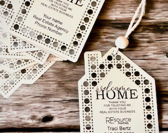 Realtor closing gift tag, New home gift, Realtor client gift, Bulk closing gift, Realtor gift basket tag, Realtor marketing with logo