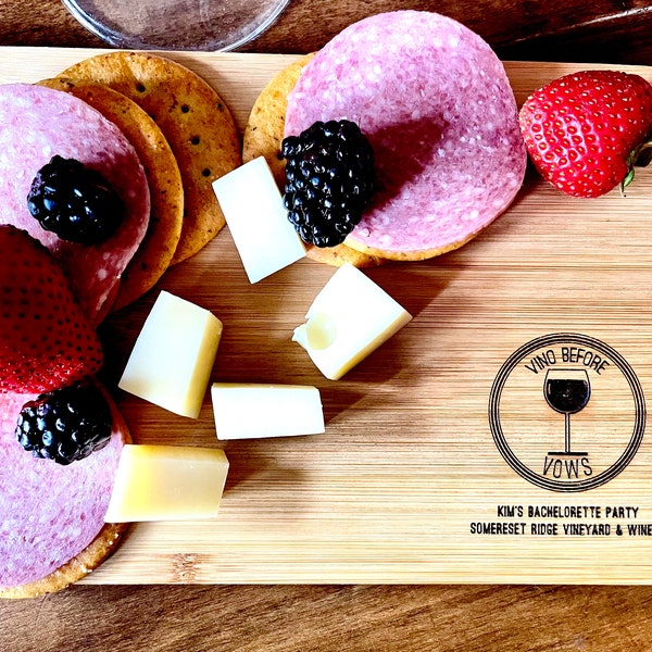 Vino before Vows personal size charcuterie board, Vino before Vows  Bachelorette party favors, Small cheese board 8in x 6in x 7/16 in