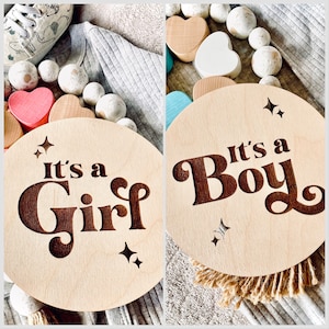 Double sided gender reveal wooden sign, It&#39;s a Boy, It&#39;s a Girl, Birth Announcement photo prop, Gender photo prop, Hospital announcement