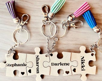 Best friend gift, Girls trip personalized keychain, Puzzle piece keychain, Tribe gift, Sisterhood gift, Group gift, Friends gift, Bag tag