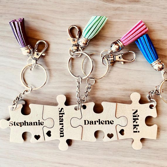 Best friend gift, Girls trip personalized keychain, Puzzle piece keychain, Tribe gift, Sisterhood gift, Group gift, Friends gift, Bag tag