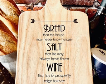 It's a Wonderful Life bread board, Bread Salt Wine, Housewarming gift, New home blessing, Realtor basket gift, Closing gift, Christmas gift