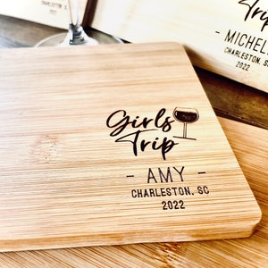 Girls Trip ,Girls Trip personal size charcuterie board, Girls Trip favors, Wine trip, Small cheese board 8in x 6in x 7/16 in