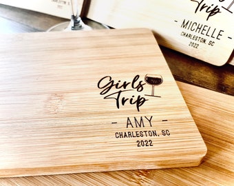 Girls Trip ,Girls Trip personal size charcuterie board, Girls Trip favors, Wine trip, Small cheese board 8in x 6in x 7/16 in