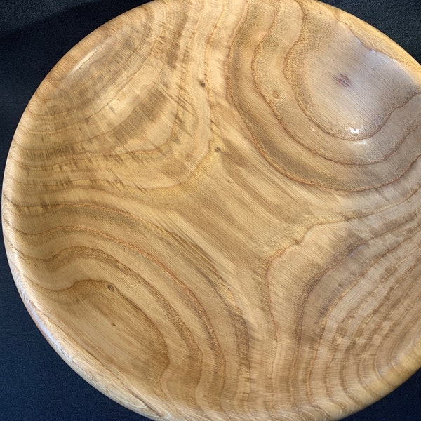 12 inch Pin Oak Rolled edge Bowl for Salads, Buns or Fruit.  Beautiful grain lines