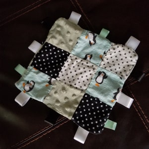 Personalized gift for baby- Penguin Lovey-  security blanket for baby