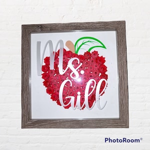 Teacher Appreciation Gift, Apple Shadow Box, Personalized Shadow Box