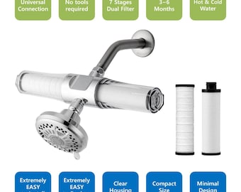 SUF-400SPX VitaPure Inline Water n Shower Filter with PureMax and SediMax, Removing Chlorine, Bacteria, Heavy Metals, contaminants etc.