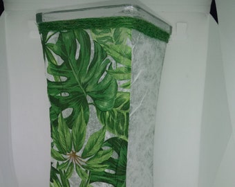 Jarrón con hojas tropicales y decoupage / Decoración de granja costera