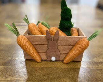 Easter Wood Crate with Carrots, Mini Wooden Crate, Easter Decor, Table Decor, Tier Tray, Home Decor, Home and Living,