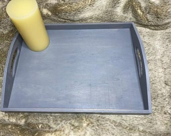 Bandeja rústica de madera gris desgastada / Decoración del hogar