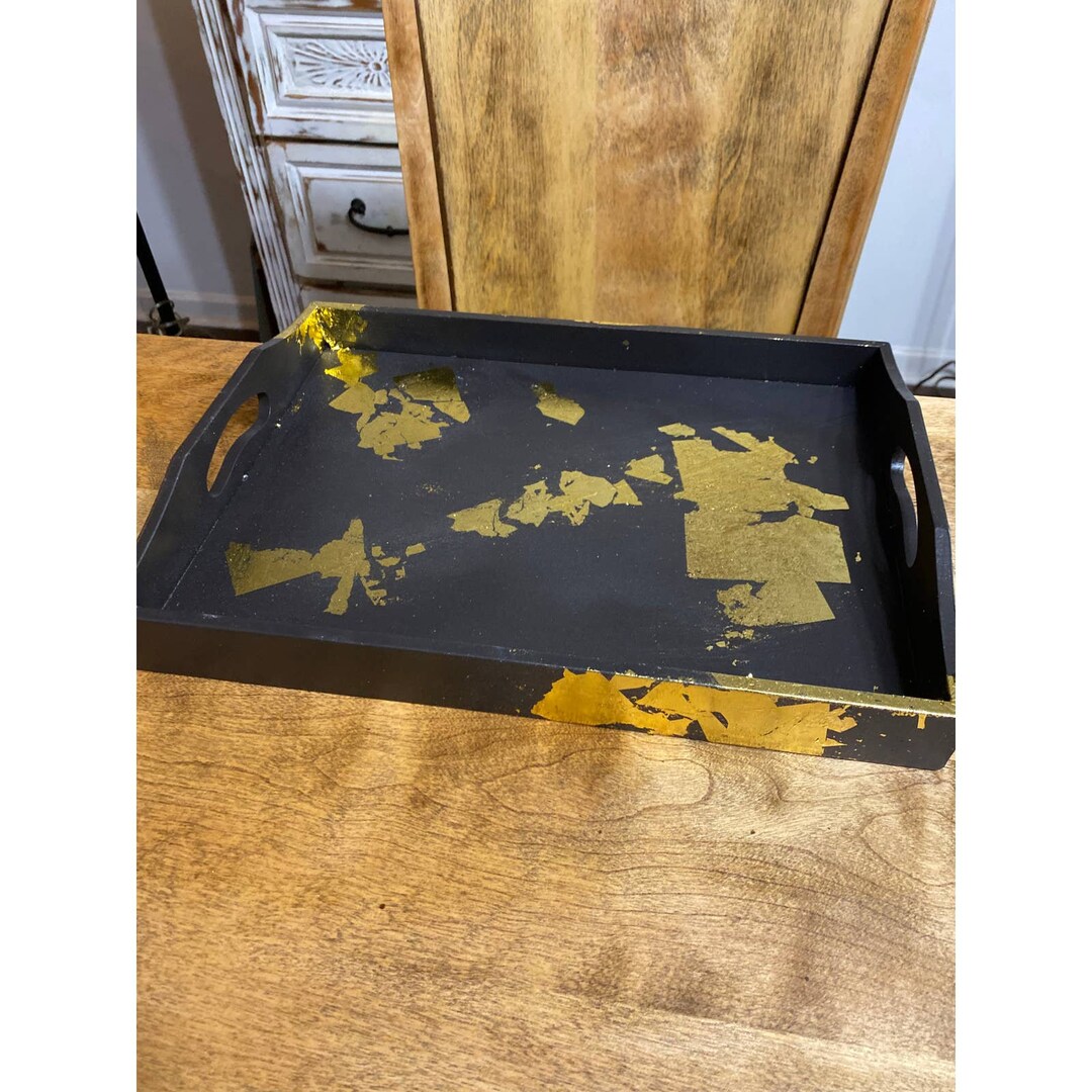Black and Gold Tray|decorative Tray|ottoman Tray|table Tray|home Decor ...