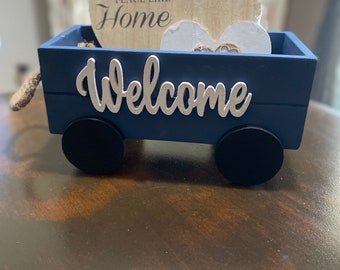 Wooden Wagon, Farmhouse Decor, Table Decor, Welcome Decor, Home Decor, Home and Living