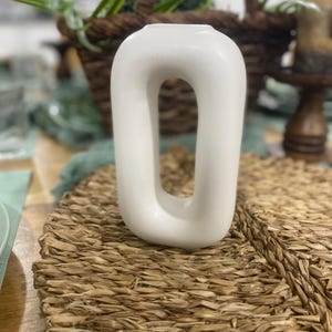 White Ceramic Round Vase, Ceramic Vase, Home Decor, Home and Living, Ceramic Vase, Tabletop, Modern Vase, White Vase