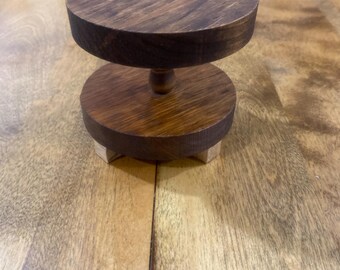 Vintage Wood Round Riser, Rustic Kitchen Display Stand, Table Decor (14x4H)