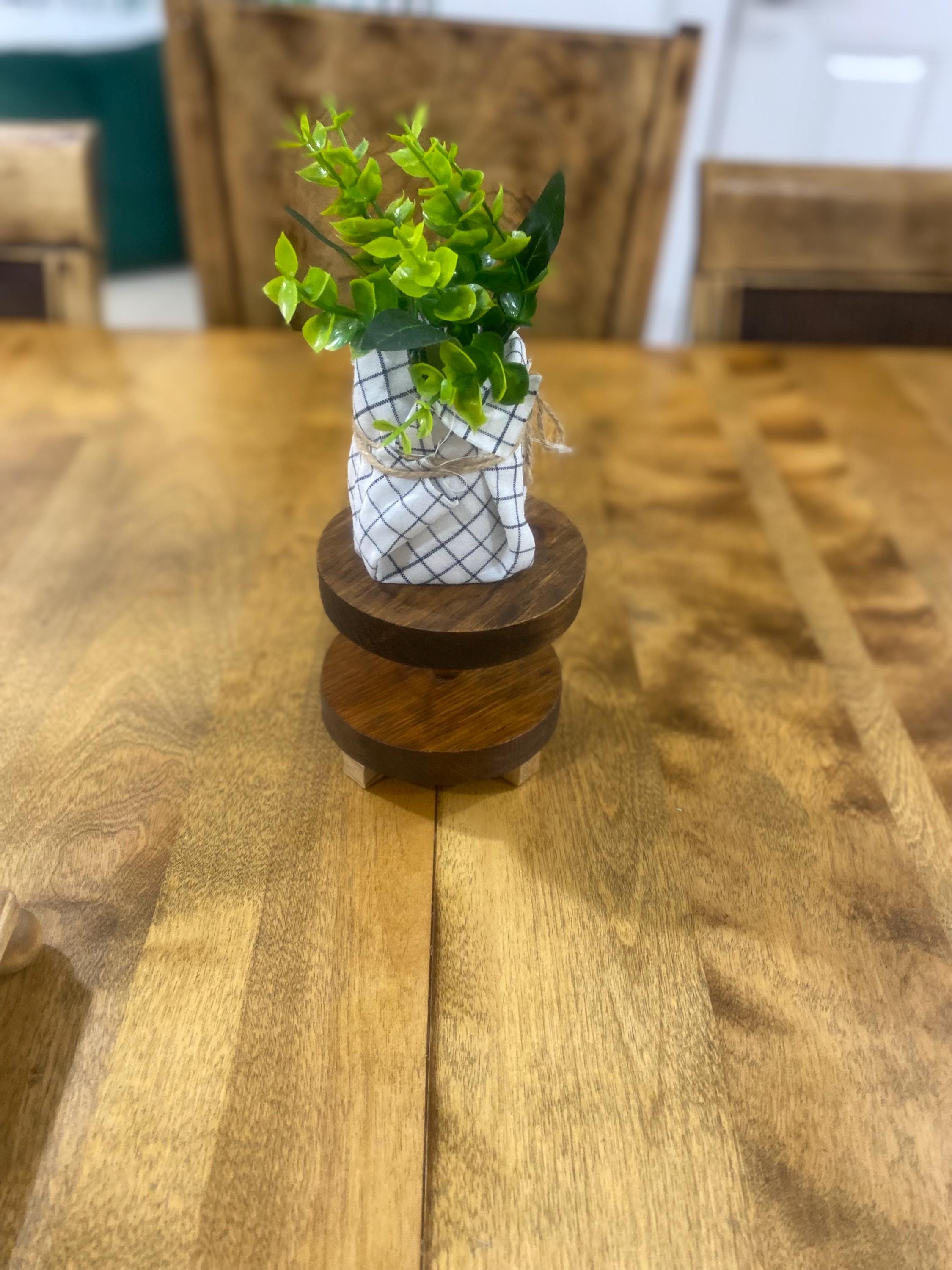 Vintage Wood Round Riser, Rustic Kitchen Display Stand, Table Decor ...