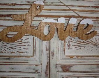 Letrero de amor de madera hecho a mano / Decoración de pared rústica