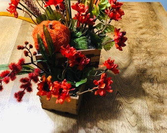 Pumpkin Fall Arrangement|Fall Centerpiece|Fall Decor|Home Decor|Pumpkin|Floral Arrangement