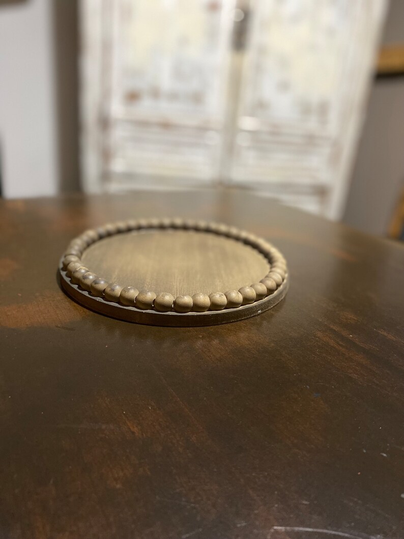 Wooden Beaded Tray, Farmhouse Tray, Rustic Tray, Home Decor, Wood Riser