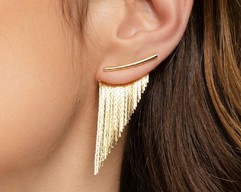 Boucles d'oreilles franges dorées - Courtes