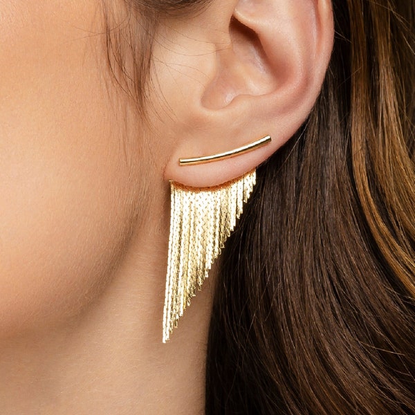 Tassel Fringe Earrings Gold - Short