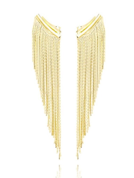 Pendientes Metal Fringes finos Dorado – MAR BCN