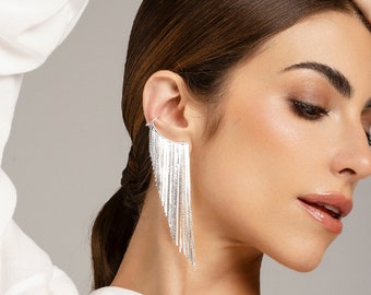 Orecchini Pendenti A Catena Con Nappa E Frange, Stile Vintage Argento – Gioielli A Cerchio Per Donna