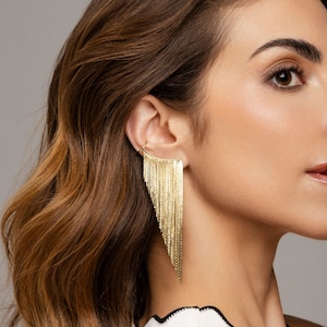 Tassel Fringe Earrings Gold - Ear Cuff