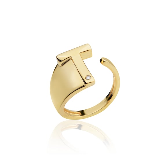 T letter gold rings discount