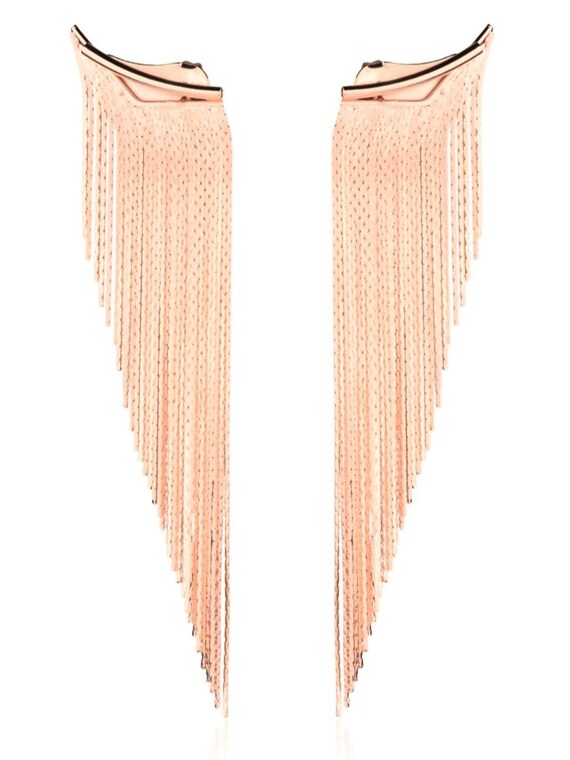 Rose Gold Tassel Fringe Earrings Etsy