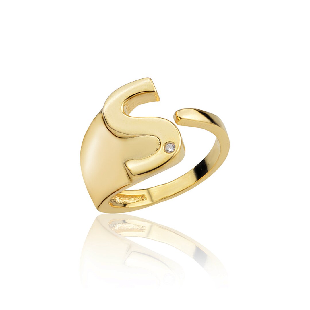 Amazon.com: 14k Gold Heart Shape Letter 's' Initial CZ Ring Jewelry:  Clothing, Shoes & Jewelry