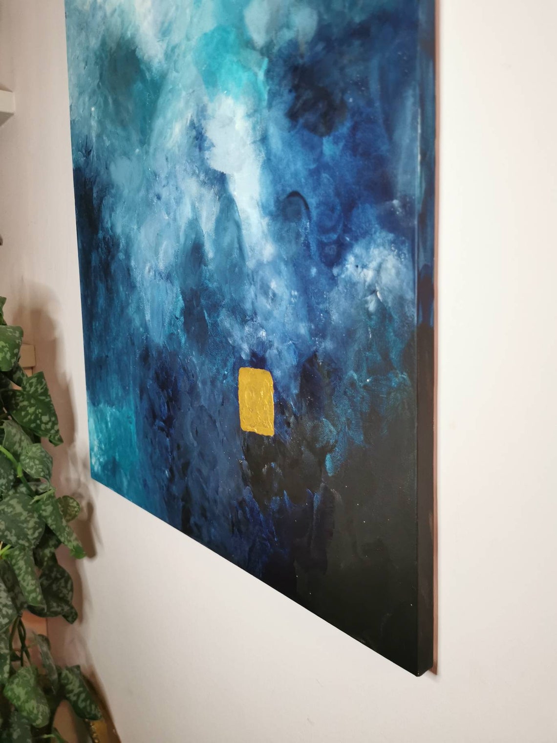 Large Original Blue Abstract Rectangular Painting Home Wall Etsy