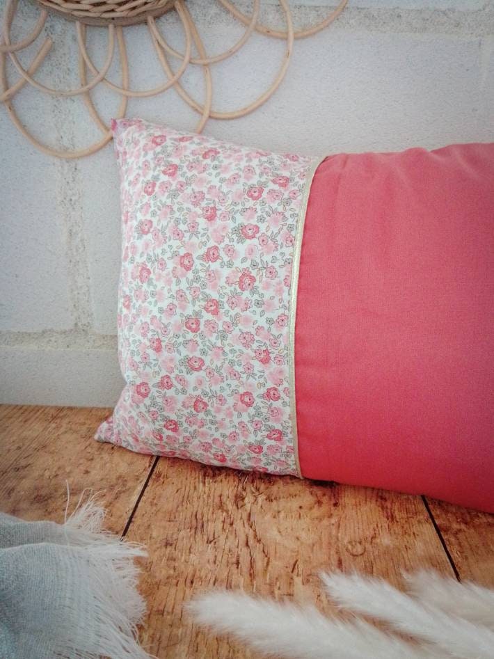 Housse Coussin Veilleuse Rectangulaire Fleuri Rose Type Liberty