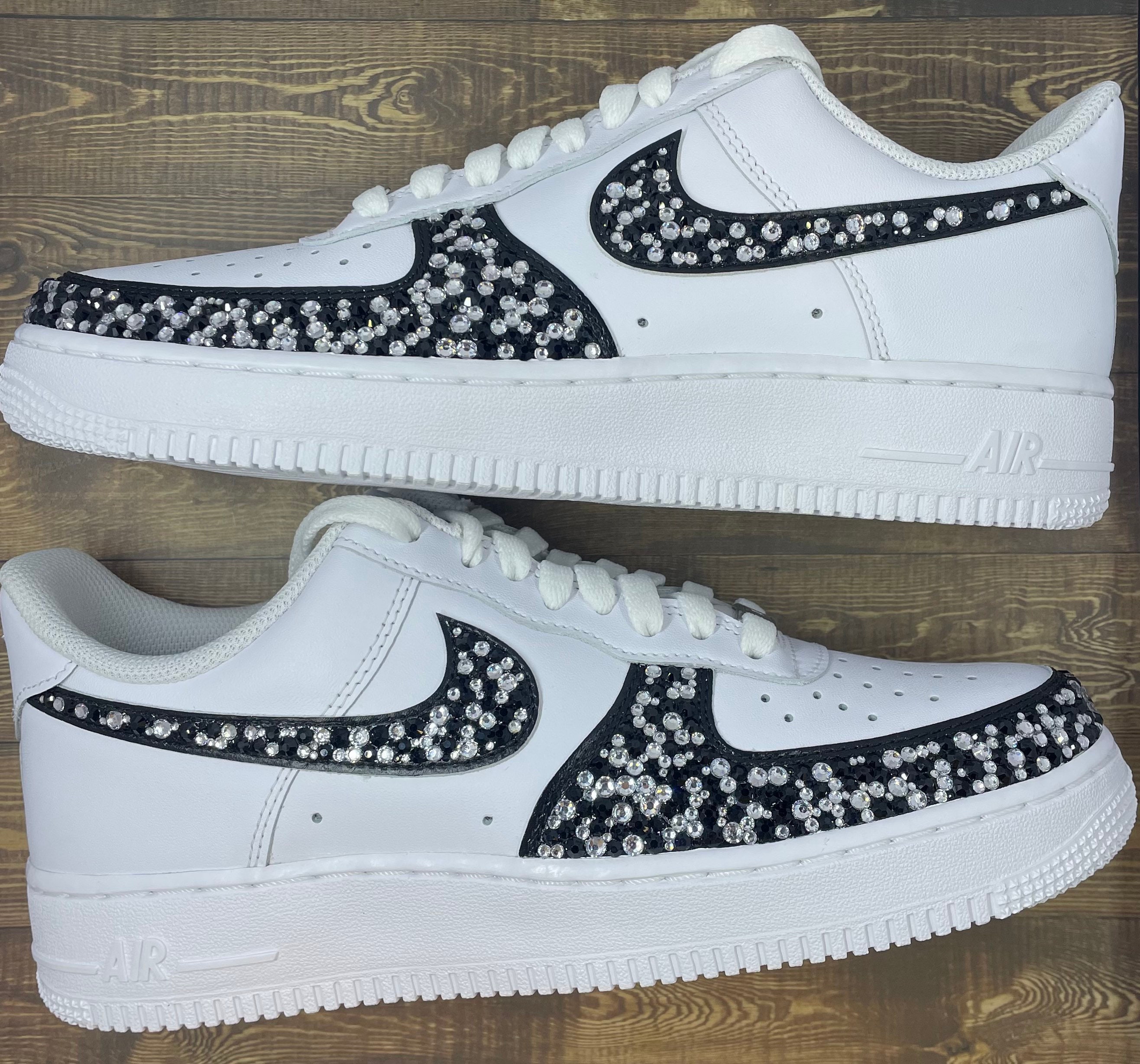 Black and Silver Rhinestone Air Force 1s Sneakers Diamond - Etsy Ireland