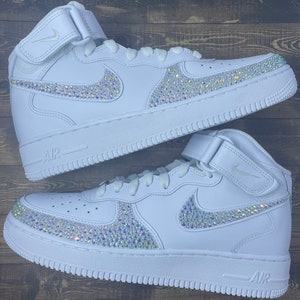 Rhinestone Air Force 1 Mids | Swooshes and Toe | bling bedazzled athletic sneakers | cute trendy fashion shoes